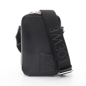 LOEWE Vertical Crossbody Pocket Shoulder Bag Leather Black